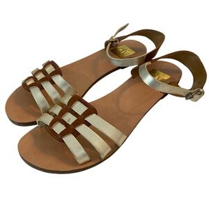 DV by DOLCE VITA Women’s Brown and Gold Sandals with Ankle Strap Size: 6.5